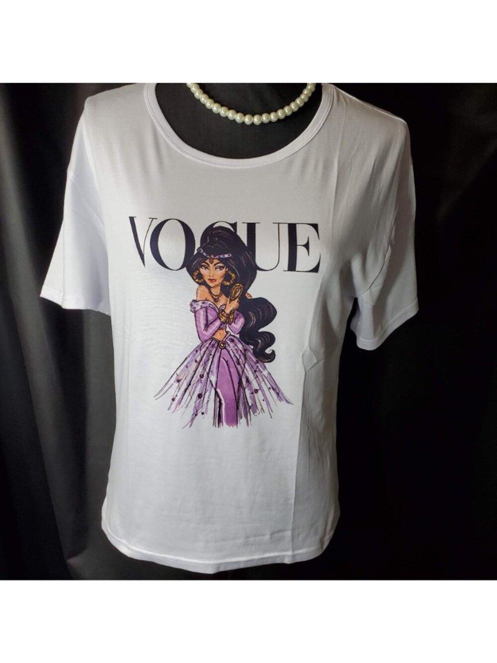 Jasmine Princess Knit Blouse Aladdin Short Sleeve Tee Shirt Graphic Top - Picture 5 of 9